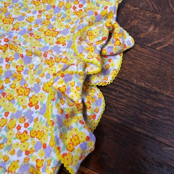 Vintage 80s 90s Baby Girl Yellow Floral One Piece Bodysuit 18 Months - Picture 6 of 8